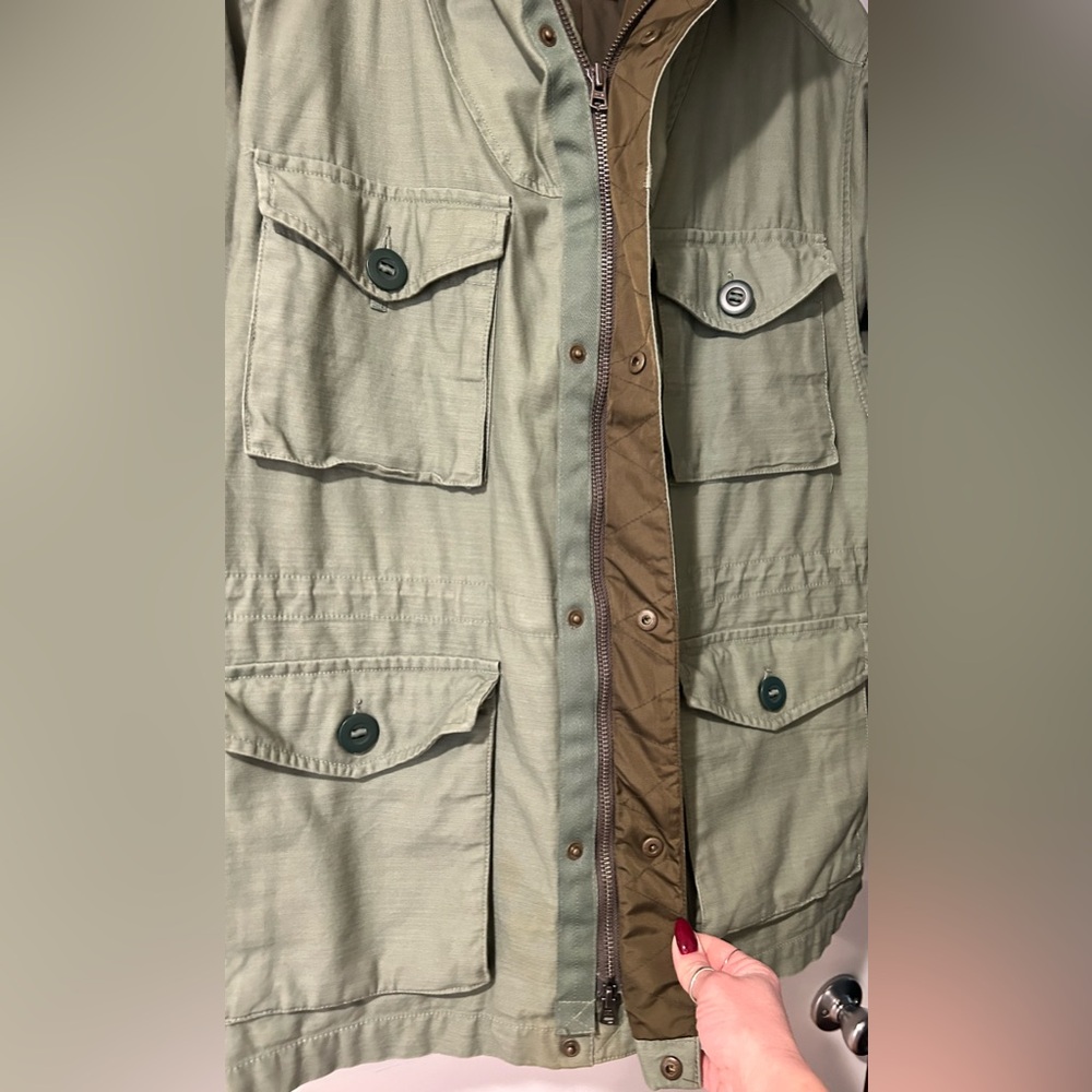 Like New GAP Olive Heavyweight Canvas Military Utility Field Jacket Men Unisex - Picture 7 of 16